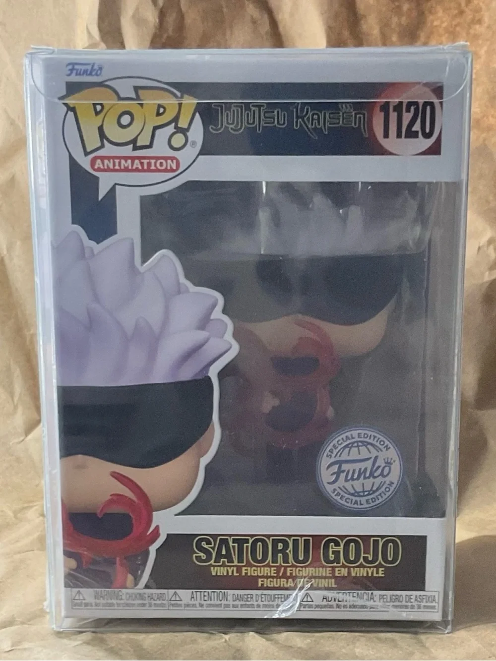 Funko Satoru Gojo Pop!Vinyl Lavender Hair, Black Blindfold Red Effect Special